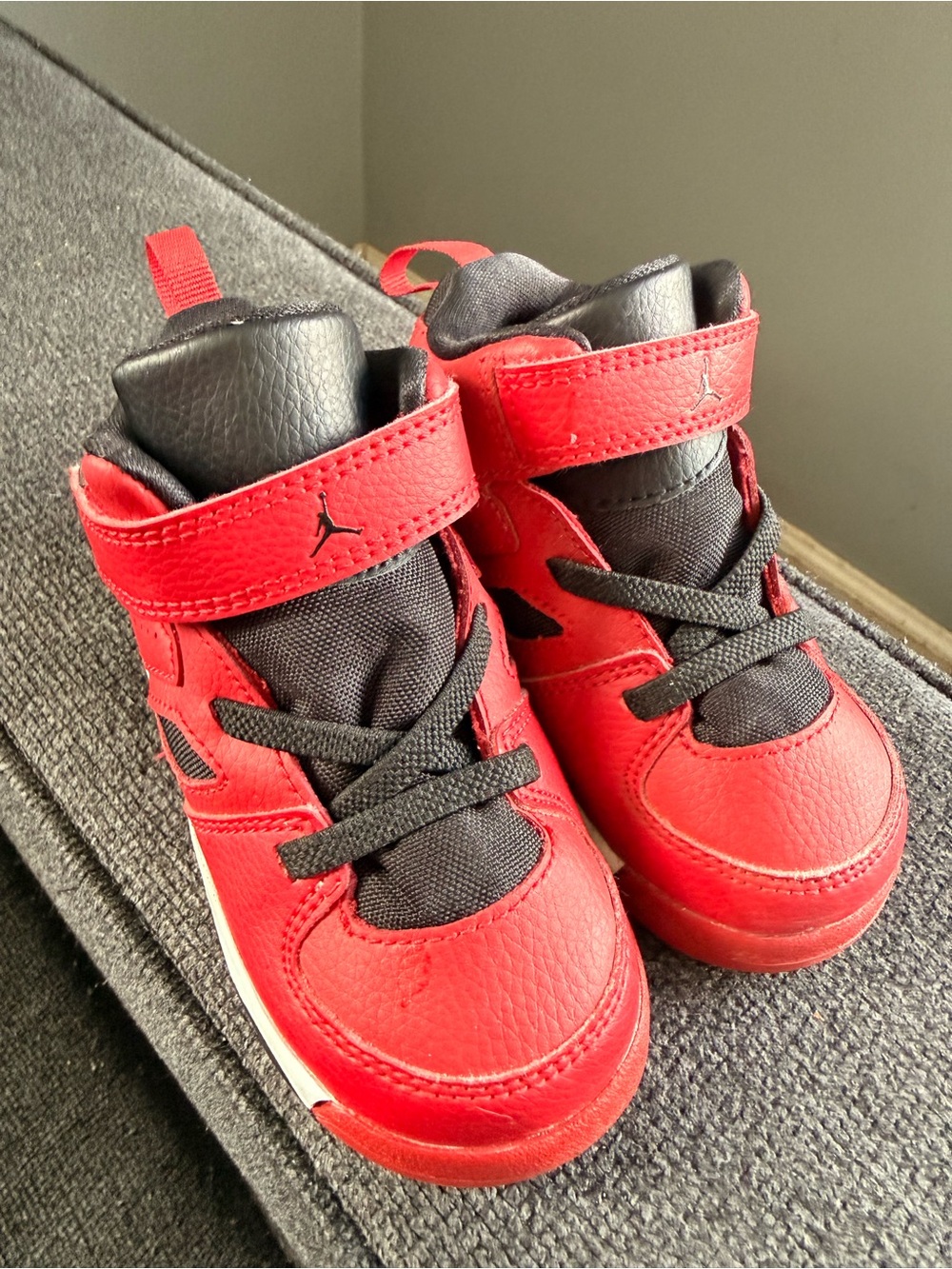 Jordan Kids' Red and Black High-Top Sneakers